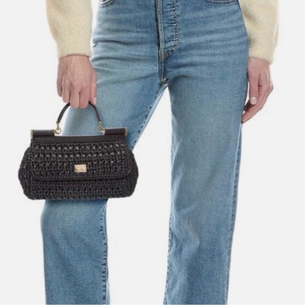 Like New - Dolce & Gabbana Elongated Black Raffia Two Way Bag -